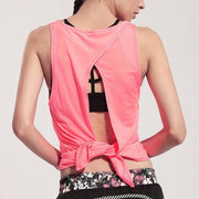 Women Yoga Vest T-shirt Hollow Back Sports Fitness Tank Top - Detox Store