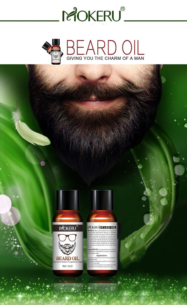 1pc 30ml Mokeru 100% Natural Organic Beard Growth Oil For Men - Detox Store