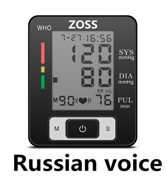 English or Russian Voice Cuff Wrist Sphygmomanometer Blood Presure Meter - Detox Store
