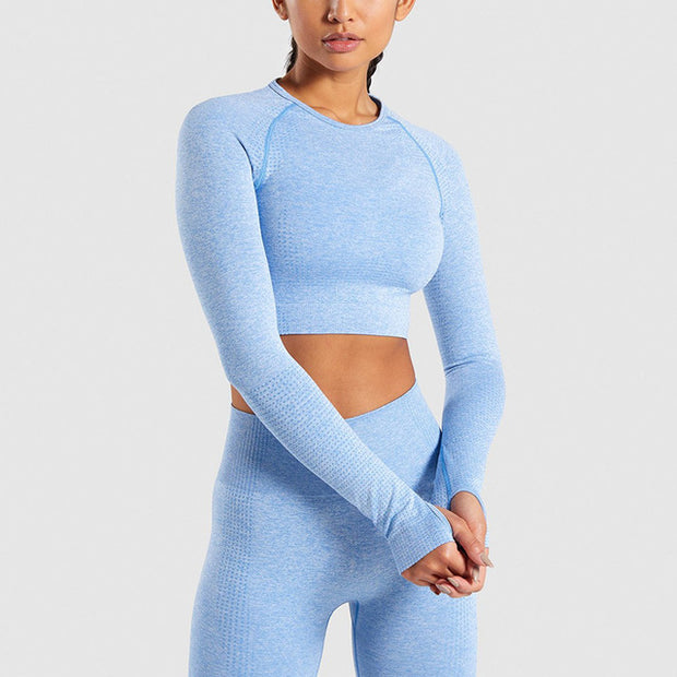 Yoga Set Gym Clothing Fitness Leggings+Cropped Shirts Sport Suit - Detox Store