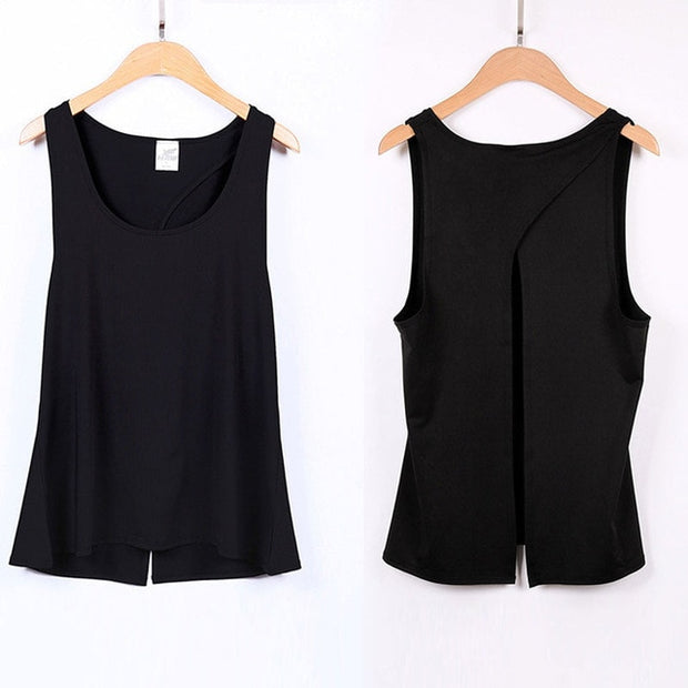 Women Yoga Vest T-shirt Hollow Back Sports Fitness Tank Top - Detox Store