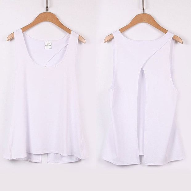 Women Yoga Vest T-shirt Hollow Back Sports Fitness Tank Top - Detox Store