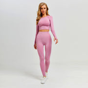 Yoga Set Gym Clothing Fitness Leggings+Cropped Shirts Sport Suit - Detox Store