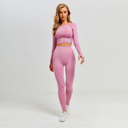 Yoga Set Gym Clothing Fitness Leggings+Cropped Shirts Sport Suit - Detox Store